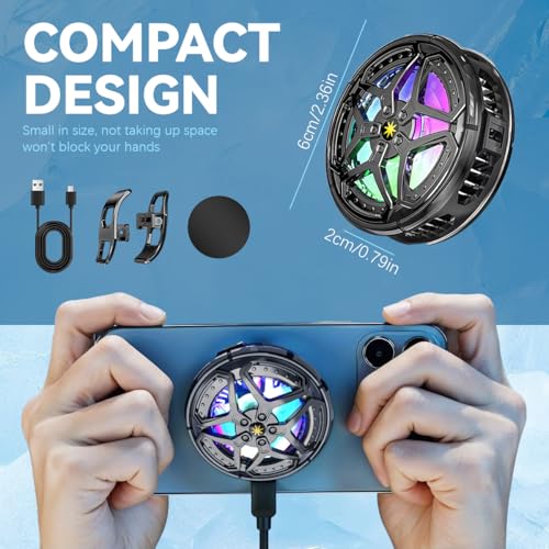 ZORBES® Phone Cooler Gaming Fan Led Mobile with RGB Lights Semiconductor Technology Radiator Clips for iPhone 3PCS ZORBES® Phone Cooler Gaming Fan Led Mobile with RGB Lights Semiconductor Technology Radiator Clips for iPhone 3PCS